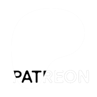 a white logo with the word patreon on it