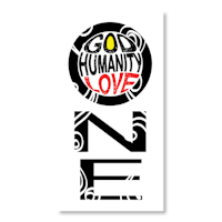 a black and white image of the word god humanity love