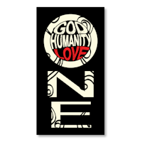 the word god humanity love on a black background