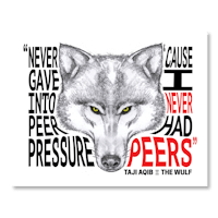 a wolf with a quote that says never give into never had peepers