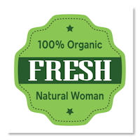 a badge with the words'100% organic fresh natural woman'