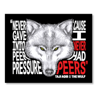 a black wolf with a quote that says never given into never had had peepers